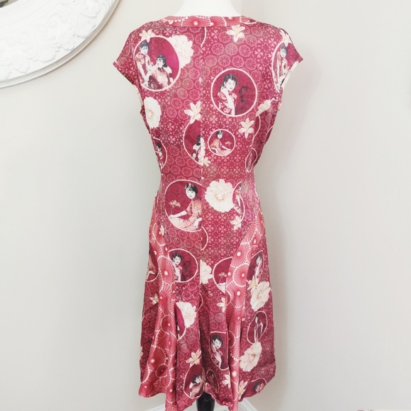 Vintage 100% Silk Chinese Floral Dress Size 10 - Picture 8 of 8